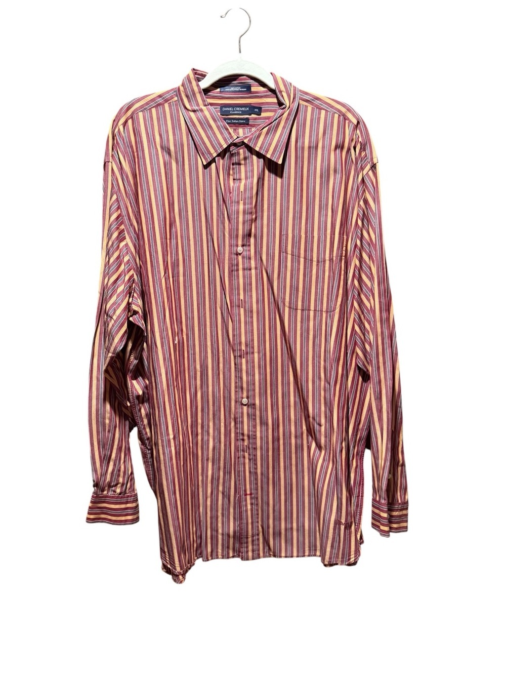 Daniel Cremieux  Striped Button-Down Shirt in Burgundy and Yellow - Picture 2 of 3